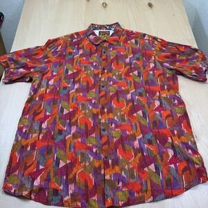 Robert Graham Gallagher 2XLT Colorful Abstract Print Short Sleeve Button Up‎
